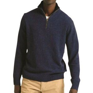 J. Crew Marled Blue Gray Merino Wool Blend 1/2 Zip Mock Neck Sweater Size M